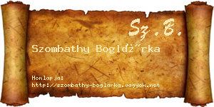 Szombathy Boglárka névjegykártya